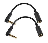 Seadream 2PACK 6 inch 4-Pole 3.5mm Male Right Angle to Female Stereo Audio Cable Headset Headphone Extension Cable Replacement for Beats Dr. Dre Studio iPhone,3.5mm M to F Audio Cable,Black