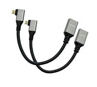 Seadream 4k Angled Micro HDMI to HDMI Adapter Cable 2Pack, Nylon Braided 90 Degree Left Angled Micro HDMI Male to HDMI Female Cable 4K@60Hz HDR 3D 18Gbps (Left Angled)