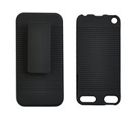 Seadream Black RUBBERIZED HARD CASE + BELT CLIP HOLSTER KICKSTAND COMBO FOR iPOD TOUCH 5 5th 6 6th Generation