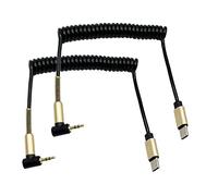 Seadream Coiled 2.5mm to USB C Cable 2Pack Retractable USB C to 2.5mm Audio Cable with DAC; USB C Male to Right Angle 2.5mm TRS 3 Pole Aux Audio Coiled Spring Cable 3.3FT