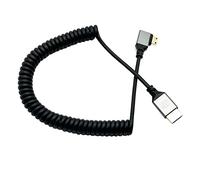 Seadream Mini HDMI to HDMI Cable,Coiled Angled Mini HDMI Male to HDMI Male Converter Adapter Cable, Support 3D, 4K@60HZ 18Gbps 1080P Resolution Stretched Length 12'' -75'' (Right Angled Alu.)