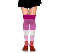 SEAEAGLE Lesbian Pride Flag Women Thigh High Socks Over Knee High Stockings Long Boot Socks
