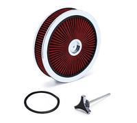 SeaEagles High Flow Replacement 43661 Air Cleaner filter Compatible with Chevrolet GMC Ford 14"x3" - Flow-Thru Lid Washable and Reusable Round Air Filter Element Kit - With Star Wing Nut (Red)