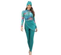 seafanny Modest Muslim Swimwear for Women Full Coverage Swimming Beachwear Swimsuit Hijab Swimwear(Leaf 14-16) 2XL