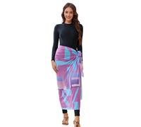 seafanny Women Muslim Swimwear Long Sleeve 4 Pieces Modest Burkini Swimsuit with Back Zipper + Sarong Black A 6-8
