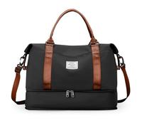 SEAFEW Cabin Bag 40X20X25 for Ryanair Weekend Overnight Travel Hand Luggage Airplane Underseat Carry on Bag Sport Gym Tote Mum Hospital Bags for Women Men with Shoe Pouch,A9-Black Brown
