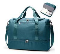 SEAFEW Cabin Bag 45X36X20 for Easyjet Weekend Overnight Travel Hand Luggage Airplane Underseat Carry on Bag Sport Gym Tote Mum Hospital Bags for Women Men with Shoe Pouch,A04-Peacock Blue
