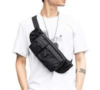 Large Waterproof Black Waist Bag Fanny Pack for Men Women Belt Bag Pouch Hip Bum Bag Chest Bag with Adjustable Strap, Premium Lightweight Fanny Pack for Gym Fitness Workout Travel Work Commuting