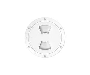 SEAFLO 02-Series 4" Marine Circular Deck Plate/Boat Inspection Access Hatch - w/Detachable Cover, ABS, Corrosion/UV Resistant, Non-Slip for Boat & Yacht, 4-Year Warranty (White, 4”)