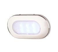 SEAFLO 02 Series LED Oblong Courtesy Light - 12V, 1.2W, IP67, Blue, 1.10”x2.85”x0.41” (38x72.5x10.5mm), 316 Stainless Steel Housing, Surface Mount, Boat/RV Step & Deck Light, 4-Year Warranty