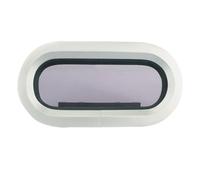 SEAFLO 04 Series Oval PortlightPorthole - 15.6"x7.8"(397x197mm) Anodized Aluminum Alloy Frame, White, Acrylic Glass, Cut-Out 14.8"x6.9"(375x175mm), Nylon Push-Up Handles, Boat Window, 4-Year Warranty