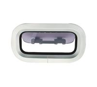SEAFLO 05 Series Rectangular Portlight/Porthole - 14.5"x7.6"(369*193mm) Anodized Aluminum Alloy Frame, White, Acrylic Glass13.7"x6.7"(347x171mm), Nylon Push-Up Handles, Boat Window, 4-Year Warranty