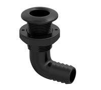 SEAFLO 1-1/2" 90° Angled Thru Hull Through-Hull Fitting with Built-In-Check Valve - Anti-Corrosion and Ultra-Durable for Marine, Boat, Yacht, RV, Truck - 4-Year Warranty! (1-1/2", Black, 1-pack)