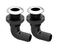 SEAFLO 1-1/4" 90° Angled Thru Hull Through-Hull Fitting with Built-in-Check Valve, AISI 316 Stainless Steel Capped for Marine, Boat, Yacht, RV(1-1/4", Stainless-Steel Capped, 2-Pack)