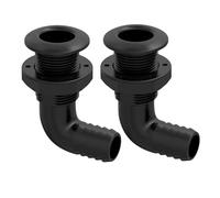 SEAFLO 1-1/4" 90° Angled Thru Hull Through-Hull Fitting with Built-in-Check Valve - Anti-Corrosion and Ultra-Durable for Marine, Boat, Yacht, RV, Truck - 4-Year Warranty! (1-1/4", Black, 1-Pack)
