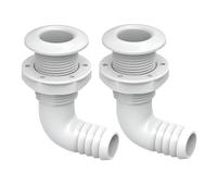 SEAFLO 1-1/8" 90° Angled Thru Hull Through-Hull Fitting with Built-in-Check Valve - Anti-Corrosion and Ultra-Durable for Marine, Boat, Yacht, RV, Truck - 4-Year Warranty! (1-1/8", White, 2-Pack)