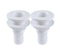 SEAFLO 1¼” Thru Hull Fitting Marine Boat, Polypropylene, Plastic Drain Overflow Connector, Corrosion Resistant Saltwater Safe, Transom Mount, Bilge Port Deck Outlet, 4-Year Warranty (White, 2-Pack)