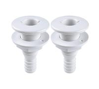 SEAFLO ¾” Thru Hull Fitting Marine Boat, Polypropylene, Plastic Drain Overflow Connector, Corrosion Resistant Saltwater Safe, Transom Mount, Bilge Port Deck Outlet, 4-Year Warranty (White, 2-Pack)