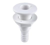 SEAFLO ⅝” Thru Hull Fitting Marine Boat, Polypropylene, Plastic Drain Overflow Connector, Corrosion Resistant Saltwater Safe, Transom Mount, Bilge Port Deck Outlet, 4-Year Warranty (White, ⅝, 1-Pack)