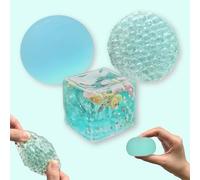 Seafoam Calm Sensory Squishy Set for Adults - 3 Texture Fidget Toys with Slow Rising Stress Ball, Crunchy Bead Squishy & Ocean Jelly Cube for Anxiety Relief, Desk Sensory Toy Gift (Seafoam Calm)