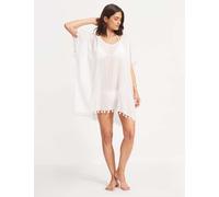 Seafolly Amnesia Pure Cotton Tassel Beach Cover Up Kaftan White