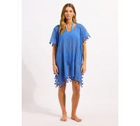 Seafolly Amnesia Tassel Beach Cover Up Kaftan Medium Blue