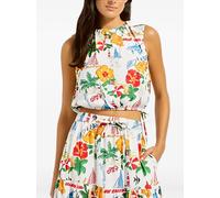 Seafolly drawcord-waist printed blouse - White S-M-L-XL