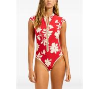 Seafolly floral-print cap-sleeve swimsuit - Red S-M-L-XL