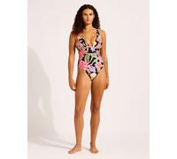 Seafolly Hothouse Flowers Printed V-Neck Swimsuit Black Mix