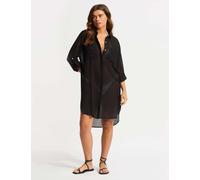 Seafolly Pure Cotton Beach Cover Up Shirt Black