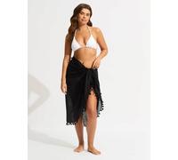 Seafolly Pure Cotton Tassel Beach Cover Up Sarong Black