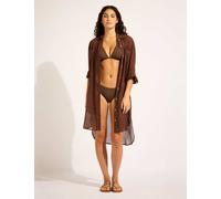 Seafolly Pure Cotton Textured Beach Shirt Chocolate
