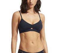 Seafolly Women's Active Hybrid Bralette Bikini Top Swimsuit with Center Keyhole Detail Separates, Eco Collective True Navy, 10