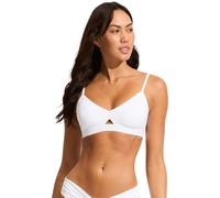 Seafolly Women's Active Hybrid Bralette Bikini Top Swimsuit with Center Keyhole Detail, White, 12