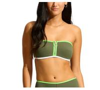 Seafolly Women's Bandeau Bustier Bikini Swimsuit Top with Zip Front Detail, Beach Bound Khaki, 8