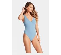 Seafolly Womens Deep V Neck One Piece Swimsuit Bright Blue Size