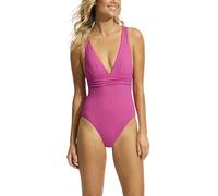 Seafolly Women's Deep V Wide Strap One Piece Swimsuit, Eco Collective Hot Pink, 12