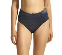 Seafolly Women's High Waisted Hi Legline Bikini Bottom Swimsuit, Poolside Midnight Blue, 16