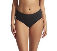 Seafolly Women's Hipster Full Coverage Mid Rise Wide Side Bikini Bottom Swimsuit Separates, Eco Collective Black, 10