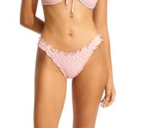 Seafolly Women's Mini Hipster Lettuce Edge Bikini Bottom Swimsuit, Daydreamer Dusty Pink, 12