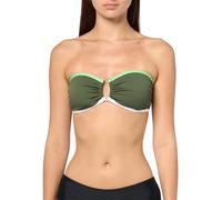 Seafolly Women's Ring Front Bandeau Bikini Top Swimsuit, Beach Bound Khaki, 14