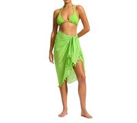 Seafolly Womens Sarong Tassel Trim Cotton Gauze Cover Up, Beach Edit Jasmine Green, One Size