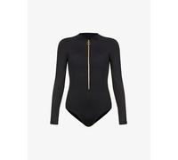 Seafolly Womens Seafolly Collective Long-Sleeve Stretch-Nylon Swimsuit Black 10