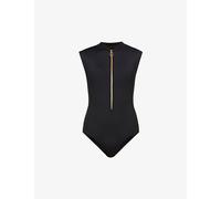 Seafolly Womens Seafolly Collective Zip-Front Stretch-Nylon Swimsuit Black 12