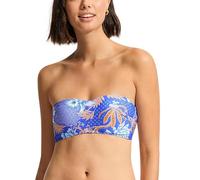 Seafolly Women's Standard Soft Cup Bustier Bandeau Bikini Top Swimsuit, Eden Azure, 10