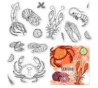 Seafood Clear Stamps for Card Making Marine Life Clear Rubber Stamps Summer Sea Ocean Theme Transparent Rubber Seal Stamps for DIY Photo Scrapbooking Paper Card Album Crafting Supplies