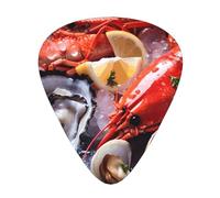 Seafood close up printed guitar picks, 12-piece set with thin, medium, and thick styles, comes with a storage case