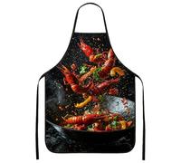 Seafood Cooking Apron, Vibrant Lobster Design Kitchen Apron, Perfect for Grilling, BBQ, Summer Gatherings, Food Lovers, Red, 24x31 Inch