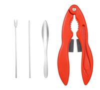 Seafood Crackers and Tools, Including Multi Purpose Crab Tool, Metal Crab Leg Fork/Pick Crab Shell Spoon Sturdy Crab Leg Claw/Cutter, Crab Lobster Cracker Set Convenient Tools (Orange)