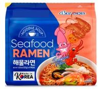 Seafood Ramen Instant Noodles with Spicy Broth 488g | 4 Packs, South Korean Recipe, Thick Chewy Noodles, Rich Seafood Broth, Quick to Prepare